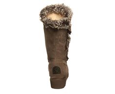 Bearpaw Genevieve Women's Fur Boot Switch up your cool weather casual look in the Bearpaw Genevieve women's fur Boot. With a suede upper accented by a faux fur collar and buckles trimmed in faux fur, these Bootsdefinitely stand out from the Pack. The comfort shearling footbed and Rubber wedge heel make them a chic choice. Suede/faux fur upper Pull-on Lateral buckle/faux fur trim Comfort shearling footbed 1 1/2" Rubber wedge heel Fur Boots Women, Faux Fur Boots, Rack Room, Fur Boots, Faux Fur Collar, Fur Collar, Fur Trim, Brown Boots, Wedge Heels