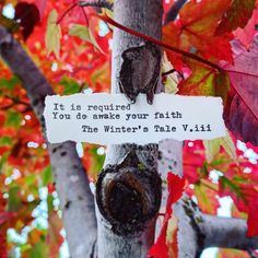 a sign on a tree that says if it is required you do awake your faith the winter's tale v 11 11