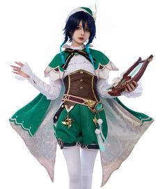 PRICES MAY VARY. SOURCE: Genshin Impact venti cosplay costume, Upgraded version, high quality jacquard fabric, three-dimensional printing is clear and delicate, with a set of exquisite accessories. PACKAGE INCLUDED: 1. One belt, 2. Shirt, 3. Waist, 4. Shorts, 5. Bow tie, 6. Pantyhose, 7. Decorative pendant, 8. Beret , 9. One cloak, 10. One hair ornament, 11. One bow, 12. One windmill decoration, 13. One back prop, 14. One collar diamond ornament, 15. One wing decoration, 16. One God's eye prop(w Albedo Jewelry, Nilou Cosplay, Venti Cosplay, Genshin Impact Zhongli, Cos Outfit, Genshin Impact Venti, Full Outfits, Character Makeup, One Hair