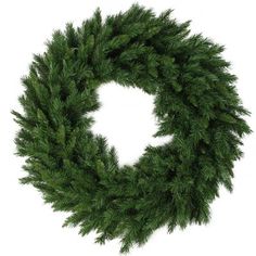 a green wreath is shown on a white background with clippings to the side