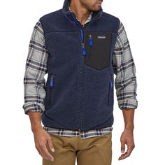 evo.com | Patagonia Vests > The Patagonia Classic Retro-X | Patagonia Classic Retro-X in Blue Size Small Patagonia Sporty Outdoor Fleece Jacket, Patagonia Casual Windproof Outerwear, Patagonia Fleece Jacket With Fleece Lining For Outdoor, Patagonia Fleece Jacket For Outdoor Fall Activities, Patagonia Casual Outdoor Outerwear, Navy Casual Fleece Jacket For Outdoor Activities, Patagonia Casual Weatherproof Outerwear, Patagonia Fleece Jacket With Pockets For Outdoor Activities, Casual Patagonia Weatherproof Outerwear