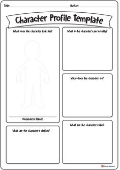 the character profile template for children to use in their own writing and drawing worksheet