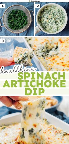 spinach artichoke dip recipe in a white bowl