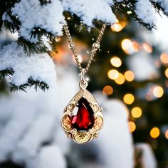 Women’s Necklace - 12k Gold & 925 Sterling Silver - Great Condition - Pre-Owned - Cco Garnet - Teardrop Shaped - Chain: 16 Inches - 925 Stamped - J23c302c014 Please Feel Free To Ask Any Questions:) Studio Jewelry, Lotus Jewelry, S Necklace, Jewelry Studio, Sterling Silver Necklace, Sterling Silver Necklaces, Womens Jewelry Necklace, Garnet, Silver Gold