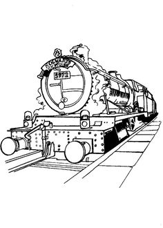 a black and white drawing of a train engine