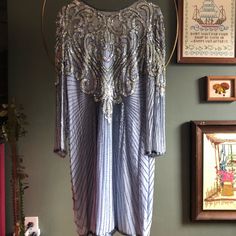 Beautiful Vintage Kathryn Conover Beaded Gown Size 12. Small Blemish Where The Beading Is Coming Loose And A Small Stain Shown In Photos. Beaded Gown, Size 12, Blue And Silver, Vintage Dresses, Beautiful Dresses, Prom, Prom Dresses, Womens Dresses, Dresses