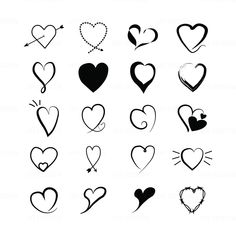 hearts drawn in different shapes and sizes