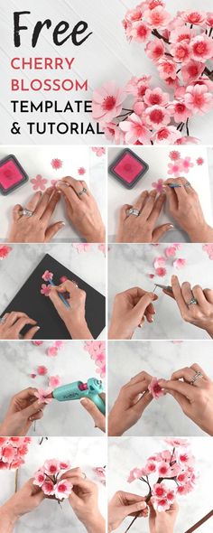 step by step instructions on how to make cherry blossom paper flowers