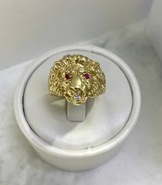 ● Mens Real Gold 10K Solid Yellow Gold Lion Face With Stones 10 Karat Ring Mens Jewelry Heavy Ring ●Metal : 10K Solid Yellow Gold ●Purity : 10k with authenticity stamp ●Weight: Approx 8 Grams ●Shape : Lion Face  ● Size: 8 ● Size: (Message us for custom size) If sizing is needed then message before placing your order for the price. The item will not be eligible for return if the sizing is done also the price will change if sizing is needed. ●Condition : Brand New ●Complimentary Premium Jewelry bo Premium Jewelry, Gold Lion, Lion Face, Ring Mens, Ring Metal, Solid Yellow, Metal Rings, Real Gold, Rings Statement