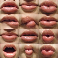 multiple images of lips with different shapes and sizes, all showing the same amount of lipstick