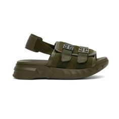 Brand New In Box. Givenchy Olive Green Marshallow Bridle Sandals Size 42eu / 9us Men. Will Fit 9.5us Men Perfectly. Buffed Calfskin And Suede Sandals In Green. Open Round Toe. Adjustable Webbing Strap With Logo Hardware And Velcro Strap At Vamp. Elasticized Slingback Strap With Padded Logo-Embossed Trim At Heel. Logo Embossed At Padded Leather Footbed. Tonal Textured Rubber Midsole With Logo Embossed At Heel And Outer Side. Tonal Treaded Outsole. Supplier Color: Olive Green Upper: Calfskin. Sole Luxury Leather Sport Sandals For Summer, Luxury Sport Sandals With Round Toe For Summer, Luxury Green Leather Sandals, Designer Flat Sandals With Rubber Sole, Luxury Green Closed Toe Sandals, Luxury Green Flat Sandals, Footwear Inspiration, Givenchy Shoes, Webbing Strap