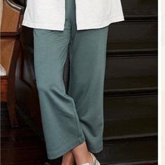 Good Hart Pant Medium Comfortable Wide Leg Lounging Bottoms, Green Pull-on Pants For Loungewear, Relaxed Stretch Solid Bottoms, Casual Stretch Wide Leg Capris, Comfortable Stretch Straight Pants, Versatile Pants With Pockets For Lounging, Wide Leg Capris With Pockets For Loungewear, Comfortable Full-length Workwear Bottoms, Casual Wide Leg Pants For Daywear