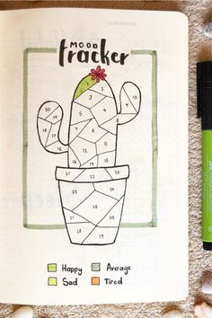 a coloring book with an image of a cactus in the middle and numbers on it