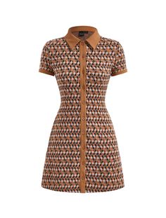 PRICES MAY VARY. Collar, Short Sleeve, Graphic Print, Contrast Binding, Button Closure, Casual Mini Dress Soft fabric has some stretch Suitable for party, holiday, office, shopping, street, dailywear and so on Model Measurements: Height: 68.9 inch, Bust: 35.4 inch, Waist: 24 inch, Hips: 35.4 inch. Wear: S Please refer to Product Measurement in Product Description as below Short Shirt Dress, Shirt Dress Outfit, Short Shirt, Mini Robes, Mini Dress Casual, Button Up Dress, Dream Clothes, Fashion Killa, Autumn Winter Fashion