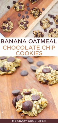 Healthy Banana Cookies, Banana Oatmeal Chocolate Chip Cookies, Banana Oatmeal Chocolate Chip, Banana Oatmeal Cookies Healthy, 21 Day Fix Desserts, Quinoa Cookies, Oatmeal Peanut Butter, Oatmeal Chocolate Chip Cookie Recipe, Healthy Chocolate Chip Cookies