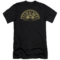 Sun Records Tattered Logo Men's Premium Ultra-Soft 30/1 100% Cotton Slim Fit T-Shirt - Eco-Friendly - Made In The USA Traditional Logo, Sun Records, Record Company, Slim Fit Shorts, Slim Fit Men, Tshirt Logo, Long Sleeve Tshirt Men, Mens T, Slim Fit