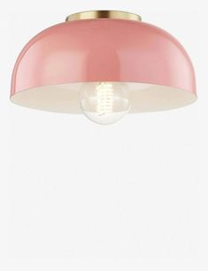 a pink light hanging from the ceiling