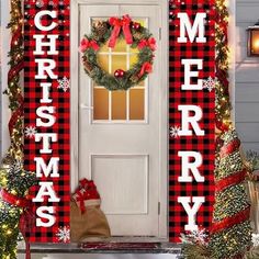 2-Piece Extra Large Christmas Decorations Outdoor Yard Front Porch Sign Set Red Black Buffalo Plaid Christmas Decor Ideas Lights, Buffalo Christmas, Christmas Decor Outside, Christmas Door Decor, Christmas Decorations Outdoor, Front Porch Signs, Merry Christmas Banner, Vintage Christmas Decor, Merry Christmas Decoration