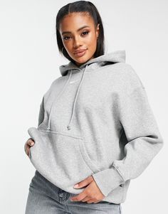 Sweatshirt by Nike Always here for a hoodie Drawstring hood Nike logo embroidery to chest Pouch pocket Oversized fit Nike Collection, Sweat Gris, Oversized Pullover, Pull & Bear, Leather Dresses, Oversized Hoodie, Nike Hoodie, White Trainers, Women Hoodies Sweatshirts