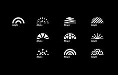 six different logos designed to look like they are made out of paper and black background