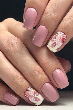 Rose Nail Design, Pointy Nails, Squoval Nails, Rose Nail Art, Floral Nail Designs, Colorful Nails, Modern Nails, Pink Nail Art, Pretty Nail Art Designs