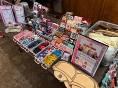 there are many items on the table for sale