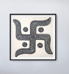 a black and white art print with the letter f in paisley pattern on it's frame