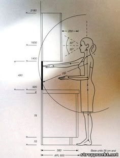 a drawing of a person standing in front of a mirror with his hand on the door handle