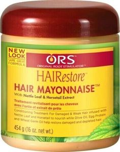 ORS Hairstore Hair Mayonnaise  with Nettle Leaf & Horsetail Extract 16 oz . Product Description: Deep conditioning, protein-rich treatment intensely moisturizes and helps strengthen damaged, weak and over-processed hair with a combination of hair-nourishing herbs, Olive Oil, Egg Protein and Wheat Germ Oil. Step 3 of the HAIRestore™ system designed to help fight hair loss and promote healthy hair growth, this hair-restoring treatment can be added to any haircare routine to help undo damage and ma Hair Mayonnaise, Organic Root Stimulator, Egg For Hair, Nettle Leaf, Egg Protein, Hair Relaxers, Weak Hair, Hair Protein, Baking Soda Uses