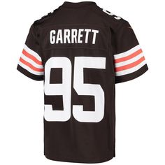 When Myles Garrett is on the field, opposing teams take notice, so help your youngster show some love for one of the top players in the NFL with this exclusive Cleveland Browns Game jersey from Nike. Complete with mesh panels for extra breathability, this jersey replicates the authentic one that Myles Garrett wears every Sunday, giving your young fan the perfect piece of gear for every Cleveland Browns game this season. Imported Heat-sealed graphics Material: 100% Polyester Brand: Nike Short sle Nike Football Season Sports Jersey, Nike Football Season Jersey, Nike Team Spirit Jersey For Sports Events, Nike Football Season Jersey With Team Name, Nike Football Season Jersey With Team Logo, Nike Jersey With Team Name For Football Season, Nike Sporty Jersey For Game Day, Nike Jersey With Team Name, Sporty Nike Jersey With Team Name