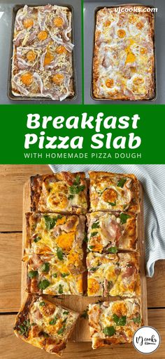 breakfast pizza slab with homemade pizza dough