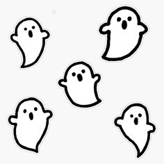 four ghost stickers on a white background