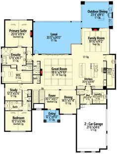 this is the first floor plan for these luxury home plans, which include two master suites and