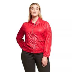 "SIZE : 1X COLOR : Red JACKET/COAT LENGTH : Short ACCENTS : Pockets DEPARTMENT : Women STYLE : Bomber OUTER SHELL MATERIAL : Faux Leather CLOSURE : Zip PRODUCT LINE : Proenza Schouler for Target OCCASION : Casual BRAND : Proenza Schouler PATTERN : Solid TYPE : Jacket SIZE TYPE : Plus SLEEVE LENGTH : Long Sleeve LENGTH : Hip FEATURES : Zipper MATERIAL : Polyester Proenza Schouler for Target Red Long Sleeve Bomber Jacket - Womens Plus 1X Measurements Total Length: 28\" Chest: 48\" Waist: same as c Model Magazine, Red Long Sleeve, Fall Jackets, Red Jacket, Proenza Schouler, Hoodie Jacket, Active Wear For Women, Red Leather Jacket, Red Leather