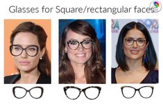 Glasses Square Face For Women, Best Glasses For Diamond Face Shape, Glasses Shape For Diamond Face, What Glasses Fit My Face Shape Women, Choose Glasses Face Shapes, Glasses For Square Face Woman, Square Face Shape Glasses, Glasses For Oblong Face, Square Face Glasses