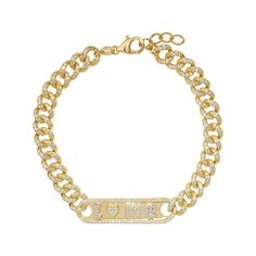 Accessorize in style with this Athra NJ Inc 14k Gold Over Sterling Silver Cubic Zirconia ID Bracelet. Click on this JEWELRY & WATCHES GUIDE to learn about fit, styles, materials and more! Accessorize in style with this Athra NJ Inc 14k Gold Over Sterling Silver Cubic Zirconia ID Bracelet. Click on this JEWELRY & WATCHES GUIDE to learn about fit, styles, materials and more! FEATURES Length: 7.25 in. Clasp: lobster-claw Nickel free Metal: sterling silver Plating: 14k gold flash plated Finish: poli Jewelry Accessories Ideas, Id Bracelets, Accessories Ideas, Statement Bracelet, Lobster Claw, In Style, Gender Female, Cubic Zirconia, Age Group