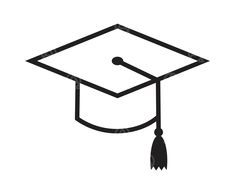 a black and white graduation cap with a tassel hanging from it's side