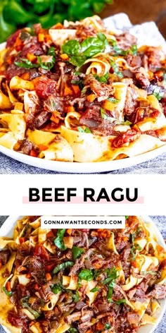 *NEW* If you are looking for a warm and hearty cool-weather dinner, then beef ragu is it! This has rich short rib stew swimming in tomato sauce. #beefragu #ragu Shredded Roast Beef Recipes, Leftover Shredded Beef Recipes, Beef Ragu Pappardelle, Sunday Dinner Ideas Comfort Food, Short Rib Pappardelle, Leftover Shredded Beef, Beef Short Rib Ragu, Beef Ragu Recipe, Short Rib Ragu