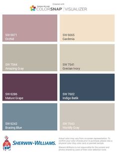 the color scheme for sherylin williams's paint swatches, which are available in