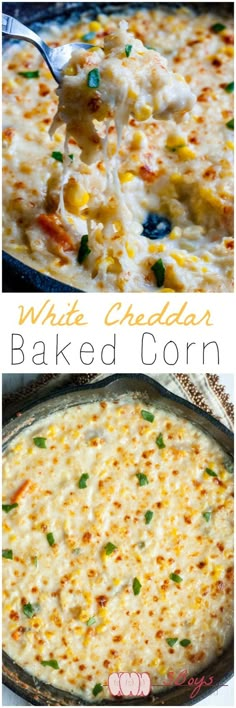 baked corn casserole with white cheddar and green onions