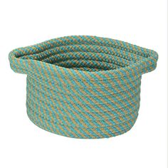 a blue and yellow striped rope on a white background with the top half rolled up