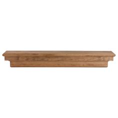 a wooden shelf on a white background