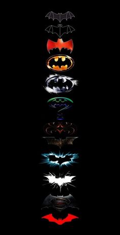 the batman symbol is shown in different colors