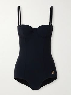 Dolce&Gabbana's swimsuit is reminiscent of vintage pin-up styles. Designed with padded, underwired cups and full coverage briefs, it's made from smoothing stretch fabric and has a sizable back cutout and subtle 'DG' embellishment. Adjust the straps to your ideal fit or remove them completely. Classy One Piece Swimsuit, Vintage Dolce And Gabbana, Designer Swimsuit, Characters Outfits, Wardrobe Change, Bathing Suit Designs, Cutout Swimsuit, Thrift Inspo, Vintage Bathing Suits