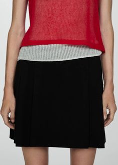 Pleated mini-skirt - Woman | MANGO USA Modern Mini Skirt With Lining, Fitted Mini Skirt For Layering, Casual Fitted Skirt For Layering, Casual Skirt Bottoms For Layering, Modern Lined Mini Skirt, Modern Short Length Lined Mini Skirt, Modern Lined Pencil Mini Skirt, Chic Relaxed Skirt For Layering, Chic Layering Skirt