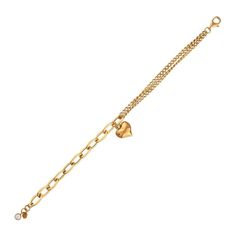 "14k Gold Bracelet | Double Curb Chain and Paperclip Thick Link w/ Lobster Claw Lock Bracelet with Puffed Heart Pendant | Gift for Her * Material: 14k Yellow Gold, 14k Rose Gold, 14k White Gold, * Weight: 6,20gram (1 Charm, 7,5\" +/-%10 due to size) Contact me if you are unsure about length. Extension links are standard for minor adjustments. ∙ P R O D U C T I O N ∙ * All of my products are handmade and crafted with care and love:) * All of my products are SOLID GOLD, no gold fill, no gold coati Gold Metal Heart Bracelet For Wedding, Elegant Gold Charm Bracelet With Heart Charm, Elegant Wedding Charm Bracelet With Heart Charm, Elegant Gold-tone Bracelets For Valentine's Day, Yellow Gold Heart Chain Bracelet For Anniversary, Elegant Heart Shaped Tarnish Resistant Charm Bracelet, Elegant Heart-shaped Tarnish-resistant Charm Bracelet, Elegant Wedding Chain Bracelet With Heart Charm, Gold Charm Bracelet With Heart Charm For Wedding