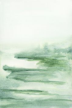 an abstract painting with green and white colors