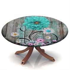 PRICES MAY VARY. ★Size: Fit for 24" Round Table ★Unique Design : The Chic Rustic tabecloth for kitchen table is designed unique, Luxury Floral Elegant themed which is different from others and make charming for home. ★Premium Quality: Tablecloth is made of high-quality waterproof polyester fabric, which fits tightly and will not move/fall off. Oil Proof tablecloth not only protects your dining table from stains caused by food, drinks, etc., but also makes your dining table more durable. ★Home De Painting Table Top Ideas, Painted Table Tops, Fitted Table Cover, Vinyl Tablecloth, Fabric Table, Party Outdoor, Table Top Design, Wooden Spools, Square Tablecloth