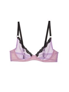 Sheer demi bra with stretch Italian tulle cups. Playful lace trim and adjustable straps with o-ring detail offer support and sexiness, making it Fleur Du Mal's most essential underpinning. Body: 84% Polyamide, 16% Elastane Lace Trim: 81% Polyamide, 19% Elastane Hand wash cold, hang or lay flat to dry. Do not soak. Jumpsuit And Blazer, Shoes Heels Wedges, Demi Bra, Lavender Purple, Clothing Essentials, Tulle Lace, Ballet Flat Shoes, Ski Wear, Active Wear Tops