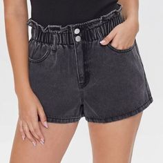 Forever 21 Black Paperbag Denim Shorts Never Worn Fit Normal On Top, Bigger On Bottom Size Medium Denim Shorts Black, Shorts Black, Black Denim Shorts, Jean Shorts, Denim Shorts, Personal Style, Forever 21, Size Medium, Womens Shorts